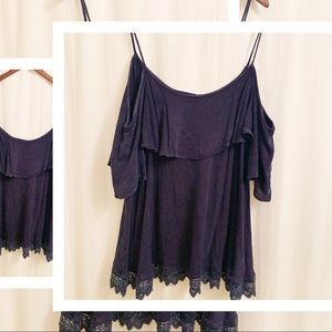 Blue Rain - Francesca’s - Navy Off Shoulder Top- M